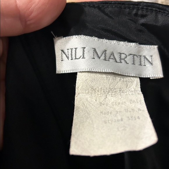 VTG Nili Martin Strapless Gown Sz 12 Black + Magenta Lining Made USA 90s Mobwife - Picture 16 of 16